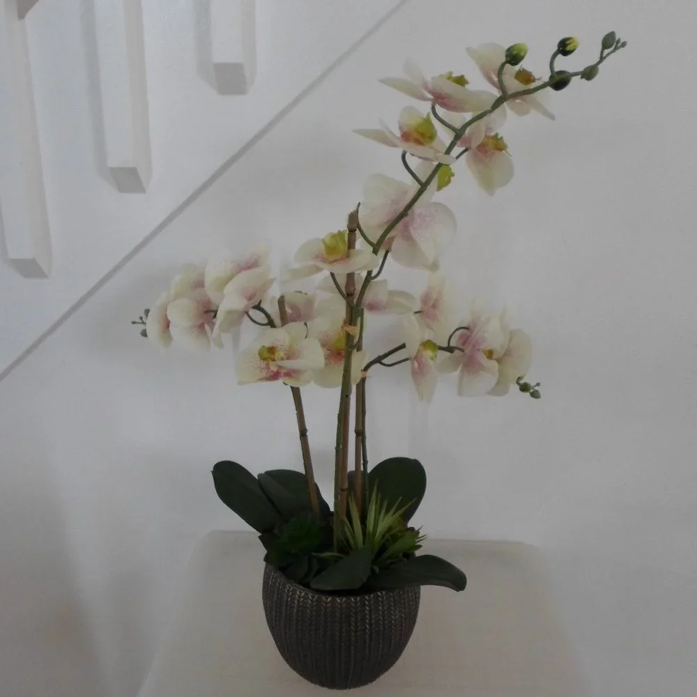 White Fabric Orchid Floral Arrangement